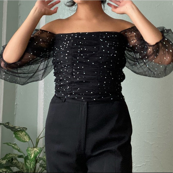 Zara new with tags black sparkly shirt - Picture 4 of 10